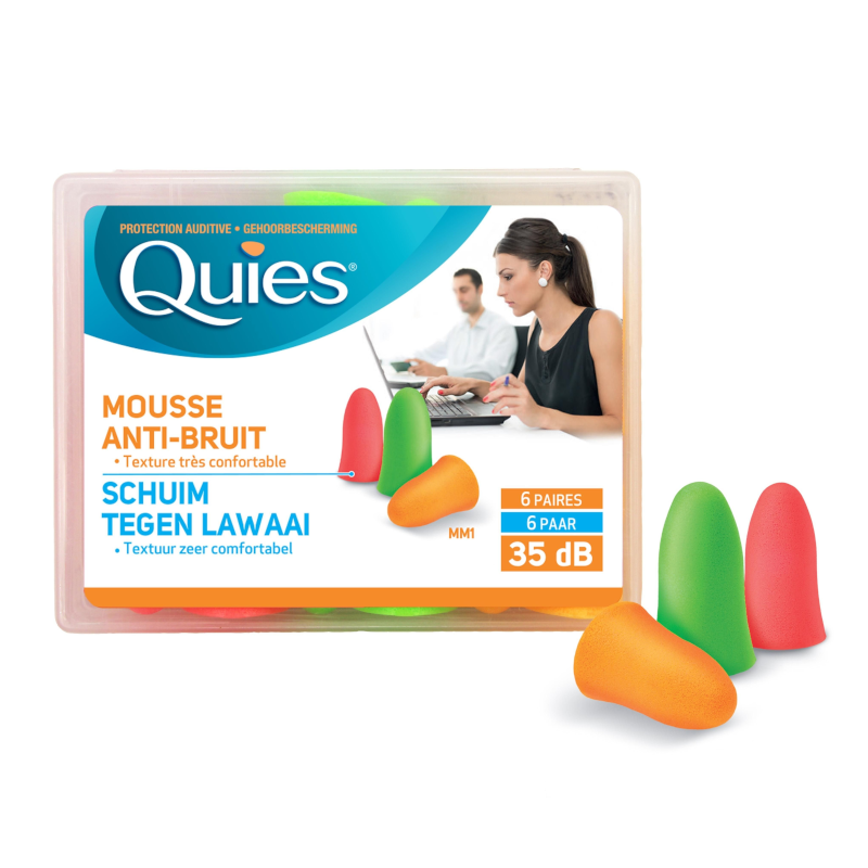 QUIES Protection Auditive mousse Anti bruit 6 FLUO