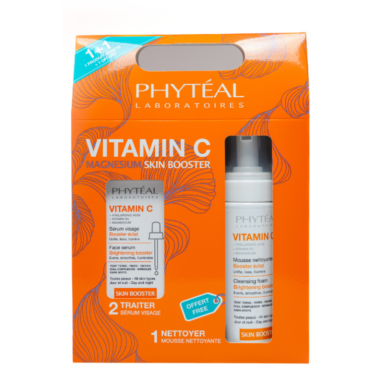 PHYTEAL COFFRET VITAMINE C SERUM VISAGE 30 ML+VITAMINE C MOUSSE NETTOYANTE 200 ML (OFFERT)